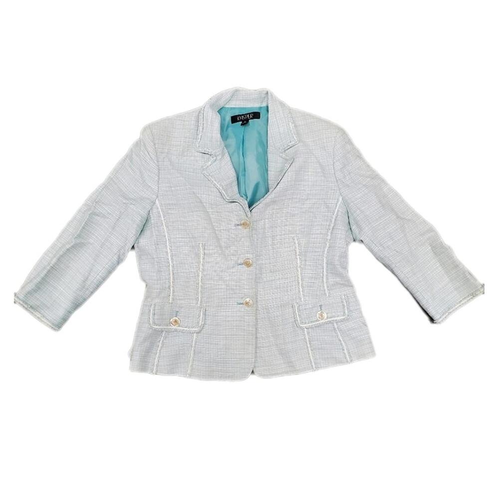 Kasper blue Linen blend tweed blazer 16 Plus